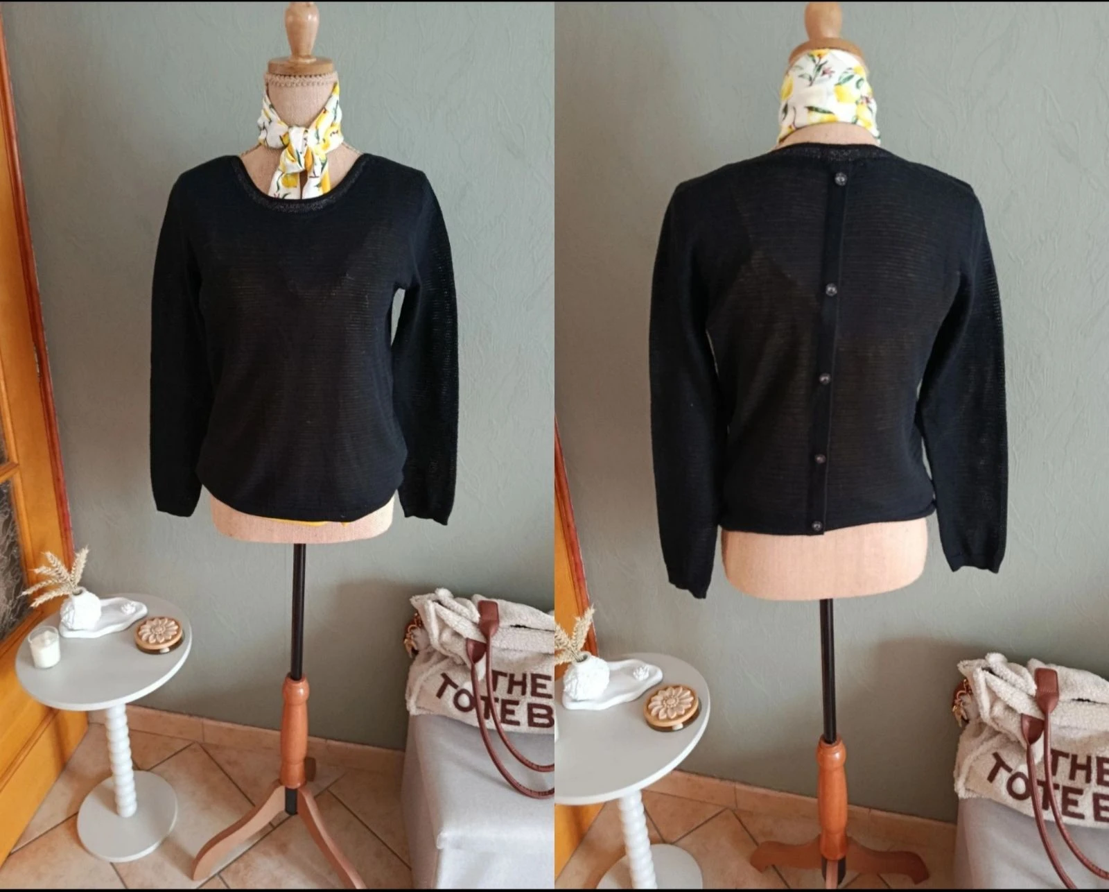 Pull léger avec boutons à l'arrière 